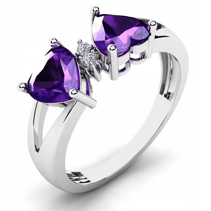 

Pierścionek Białe Złoto Ametysty I Brylanty 1,43CT