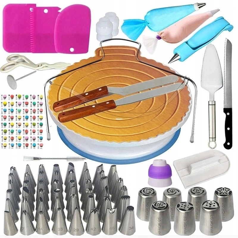 

Bogaty Zestaw Cukierniczy Dekoracja Tortów 124 Szt