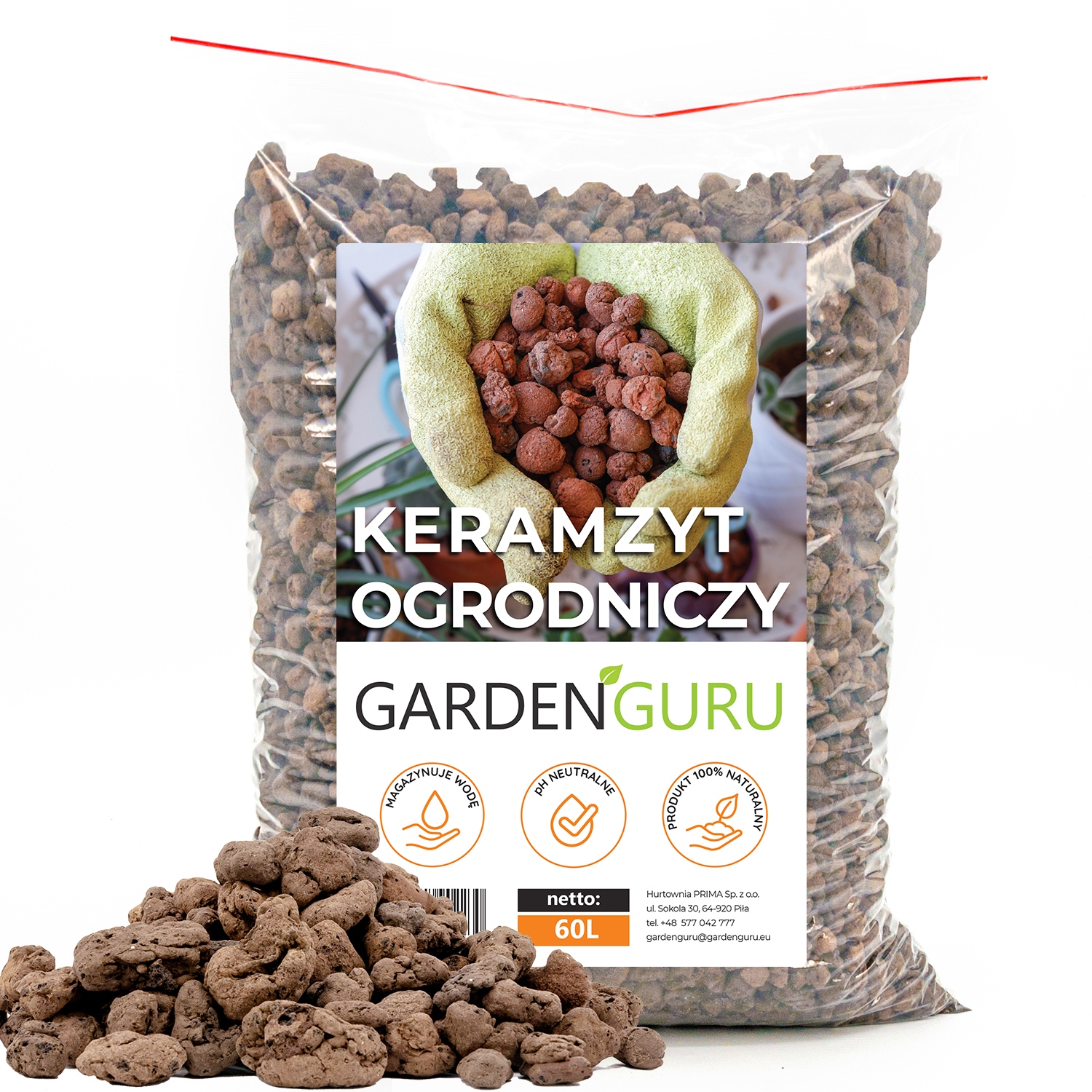 

Keramzyt ogrodniczy 60L ceramiczny Drenaż podłoże