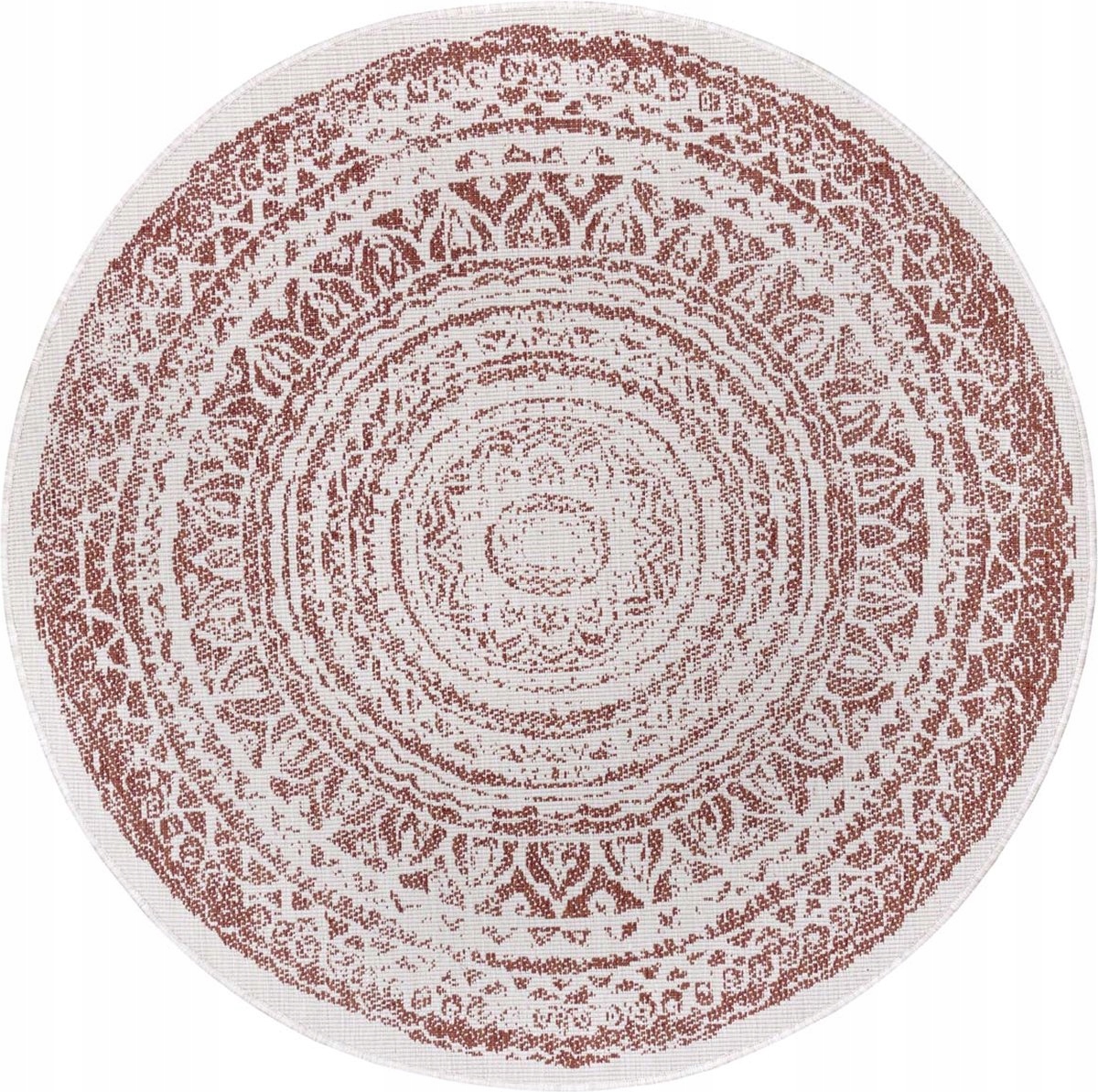 Koberec na terasu, hnedý, okrúhly, obojstranný, 200 cm