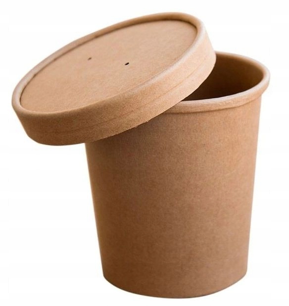 Miski papier kraft do zup z wieczkiem 770ml 25 szt
