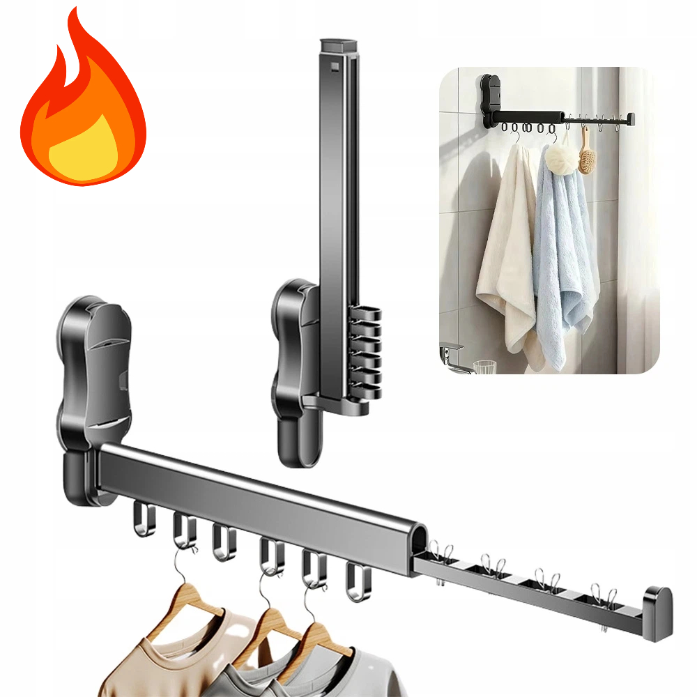Folding Drying Rack Sušák Nástěnný věšák Rozkládací 6 háčků
