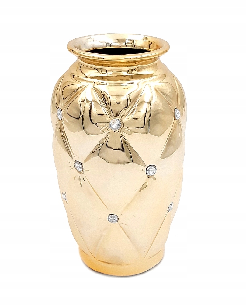 

Wazon złoty glamour ceramiczny z kryształkami duży