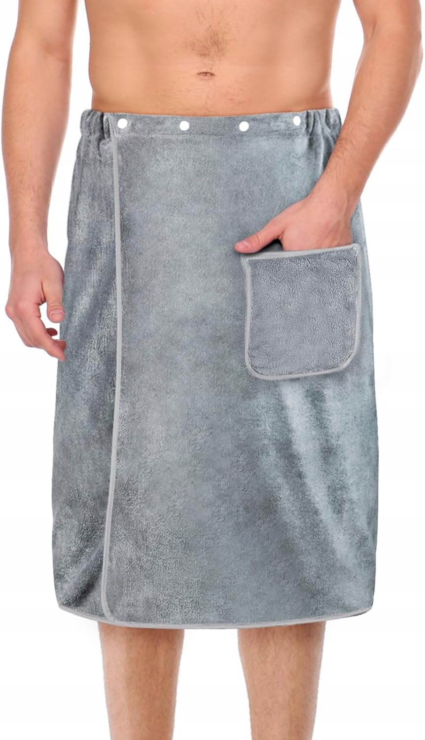 Pánský Ručník Do Sauny Spa Bazén Šedý Koupací Kilt Šátek Z Mikrovlákna