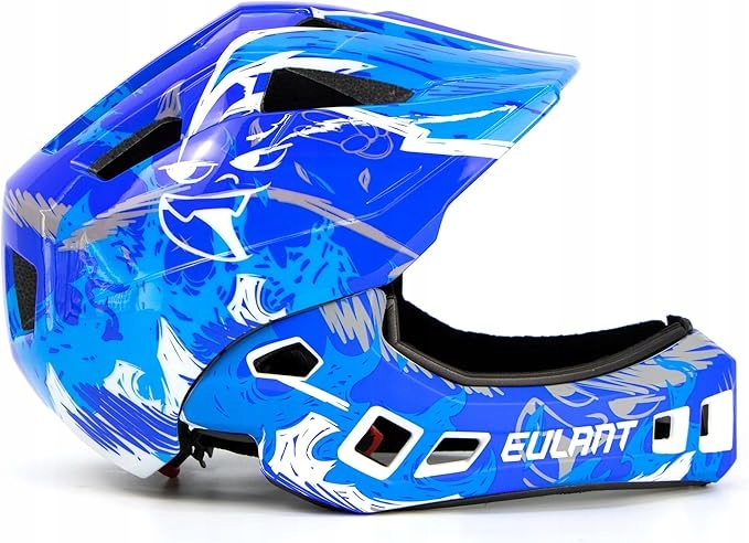 Eulant Kask rowerowy Mtb dla dzieci z ochroną podbródka 52-56cm