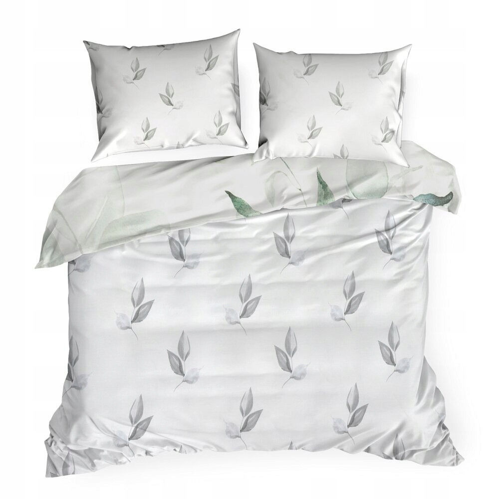 Posteľná Bielizeň z makosatínu Juliet 220x200 Eurofirany biela zelená botanická