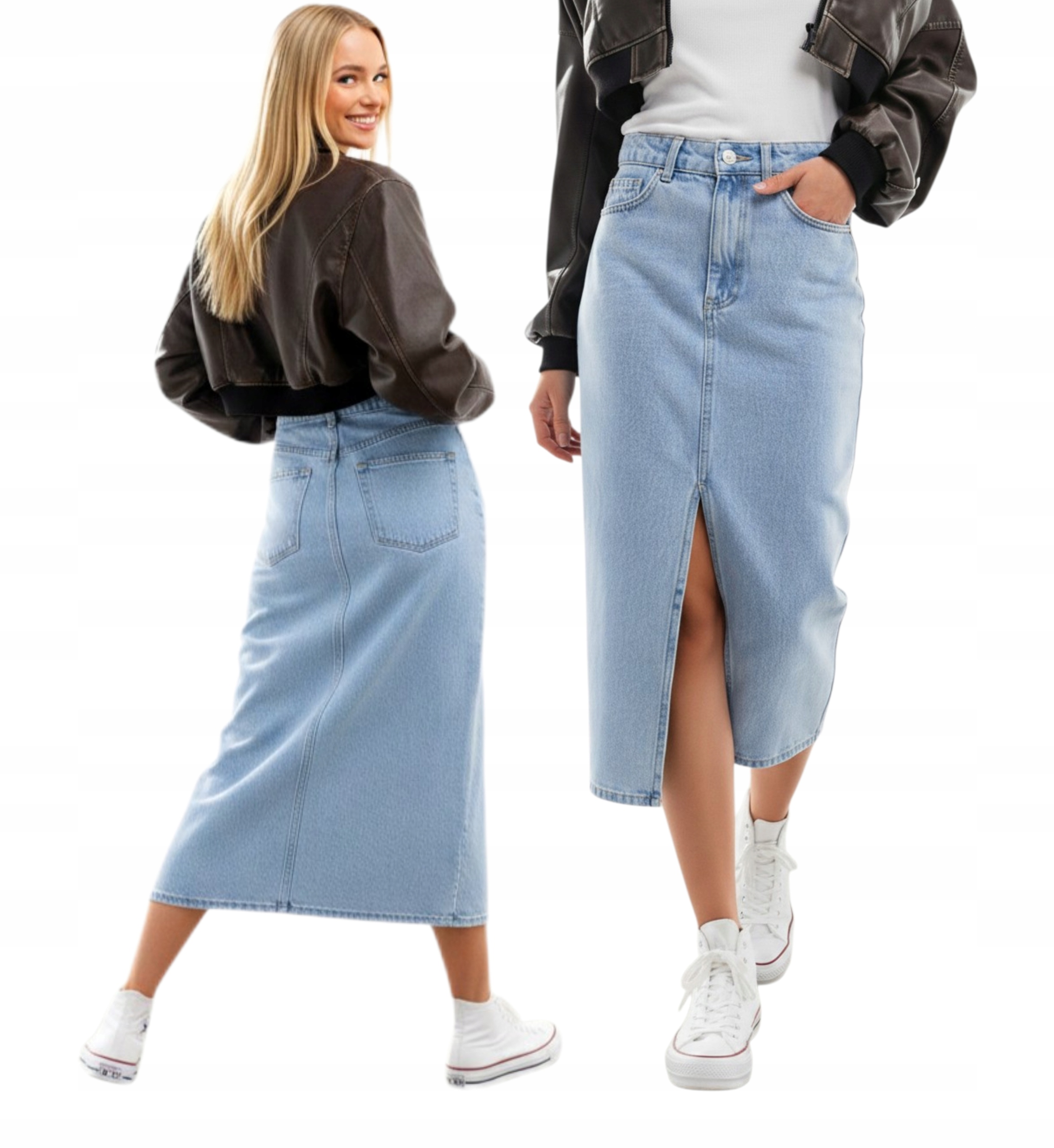 Módní Sukně Sukně S Rozparkem, tužková, midi vel. M 38 modrá