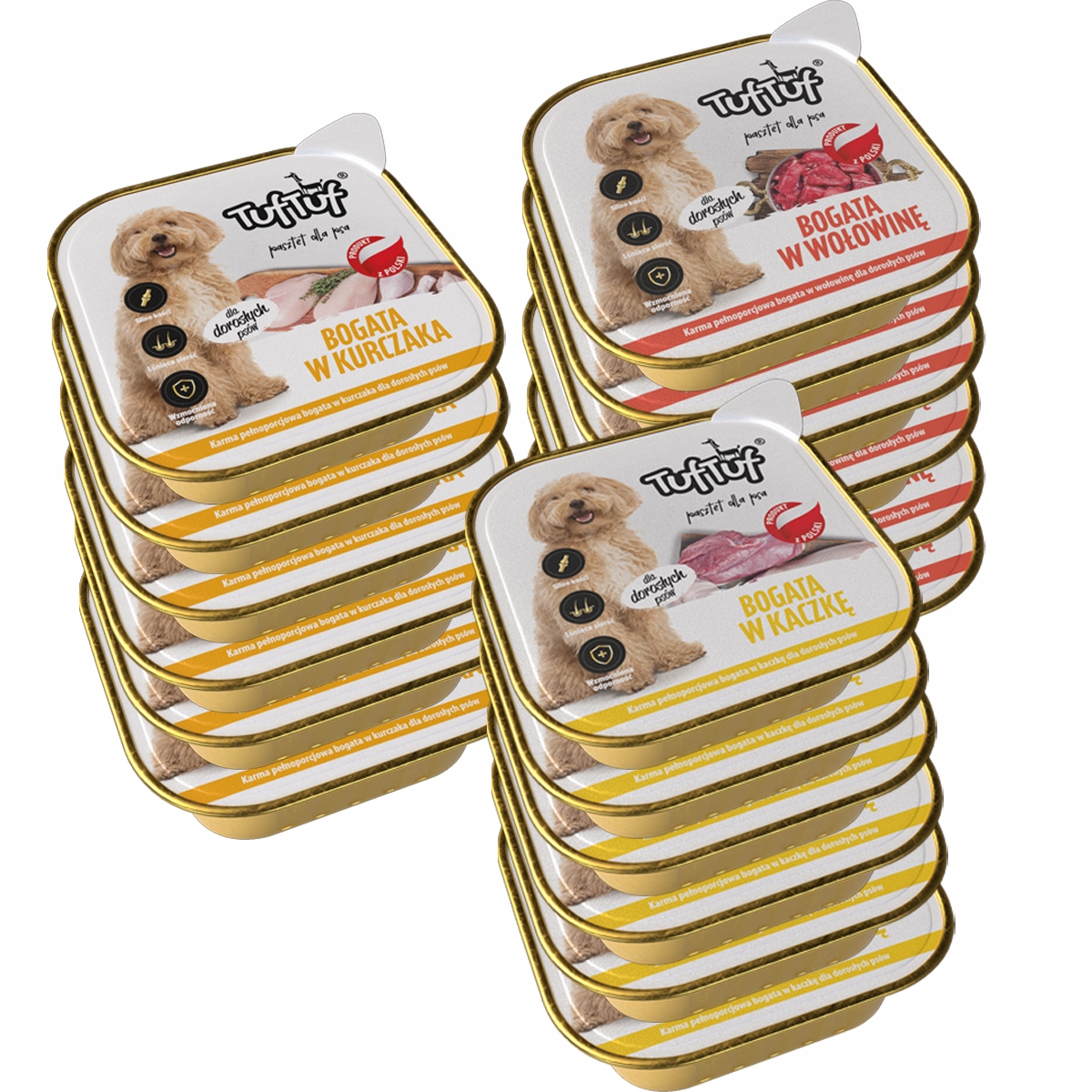 Levně Vlhké Krmivo Pro Psa TufTuf Paštika MIX Chutí Alupak 18x300g