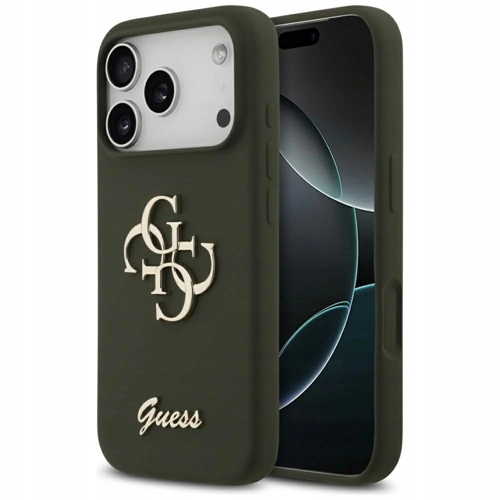 Guess Silicone Big 4G Script etui na iPhone 17 Pro Max khaki