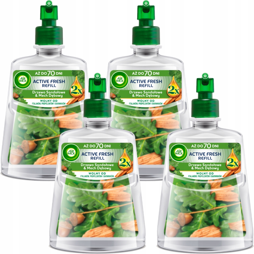 Levně Air Wick Active Fresh refill Sandálové dřevo & dubový mech 228 ml x4