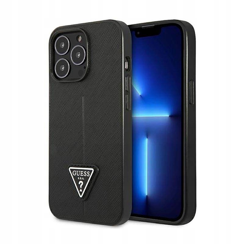 Guess Saffiano Triangle Logo Case – Pouzdro pro iPhone 14 Pro (černé)