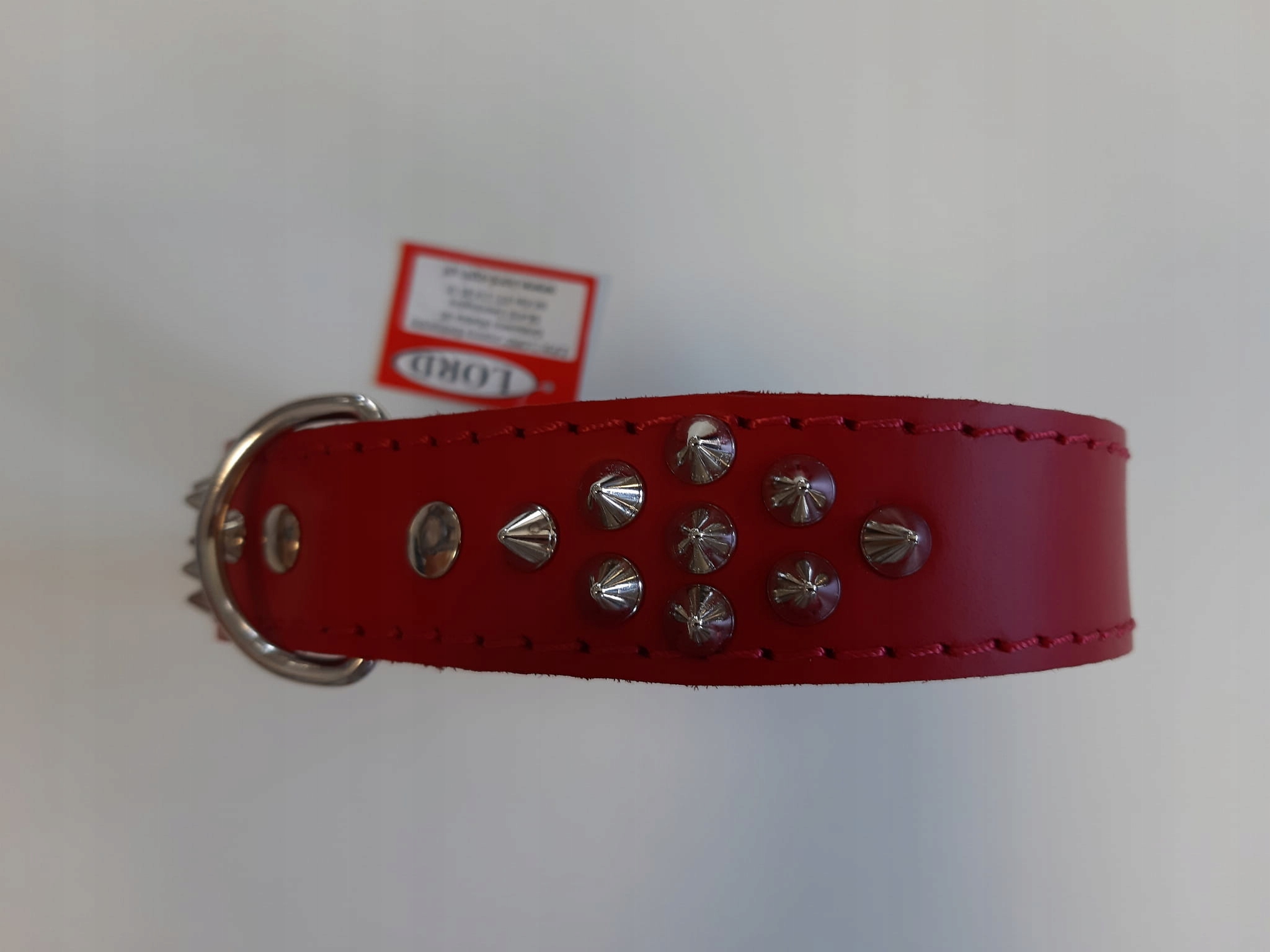 

Lord Obroża skórzana ćwieki 30mm/55cm czerwony