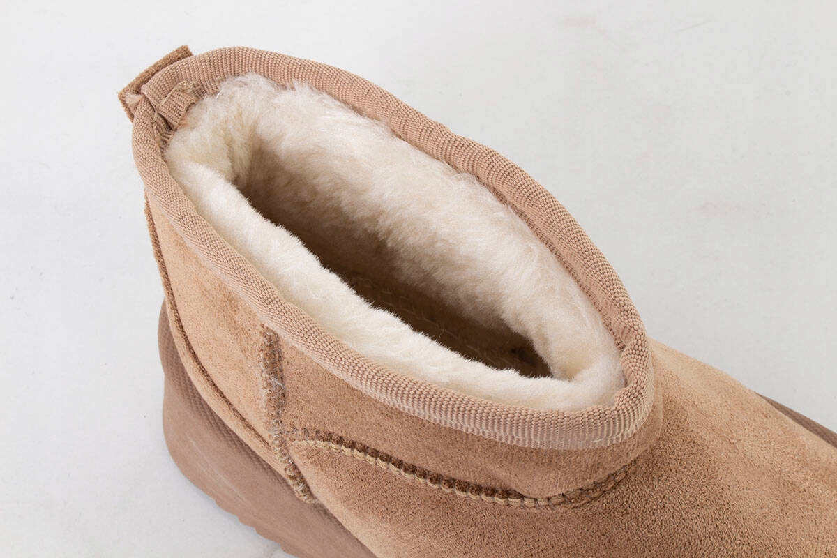 ŚNIEGOWCE BEŻOWE OCIEPLANE BOTKI PLATFORMA WSUWANE 39 Rozmiar UK 6