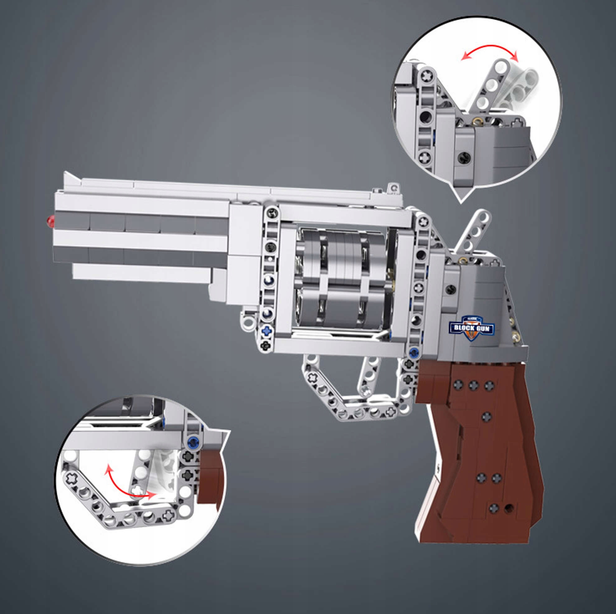 CADA KLOCKI REVOLVER PISTOLET + 5 POCISKÓW 475 el. Bohater brak