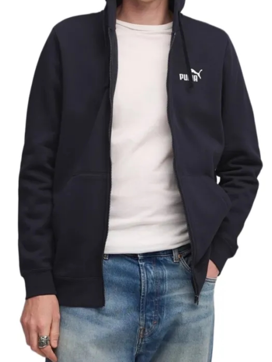 pánská mikina Puma 682658-16 s kapucí na zip bavlněná námořnická modrá teplá L