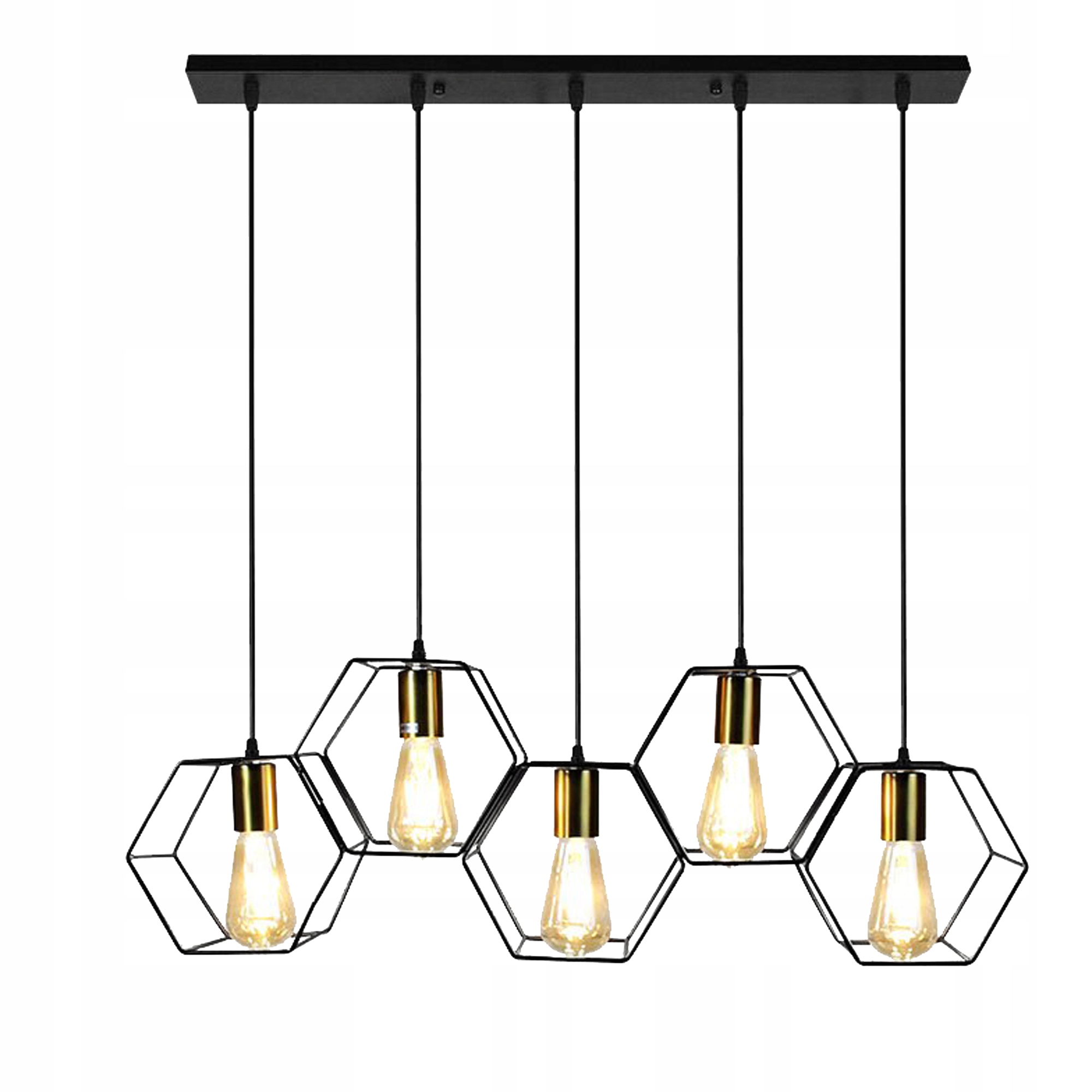 Kovová Závesná Lampa Čierna, Moderný hexagón