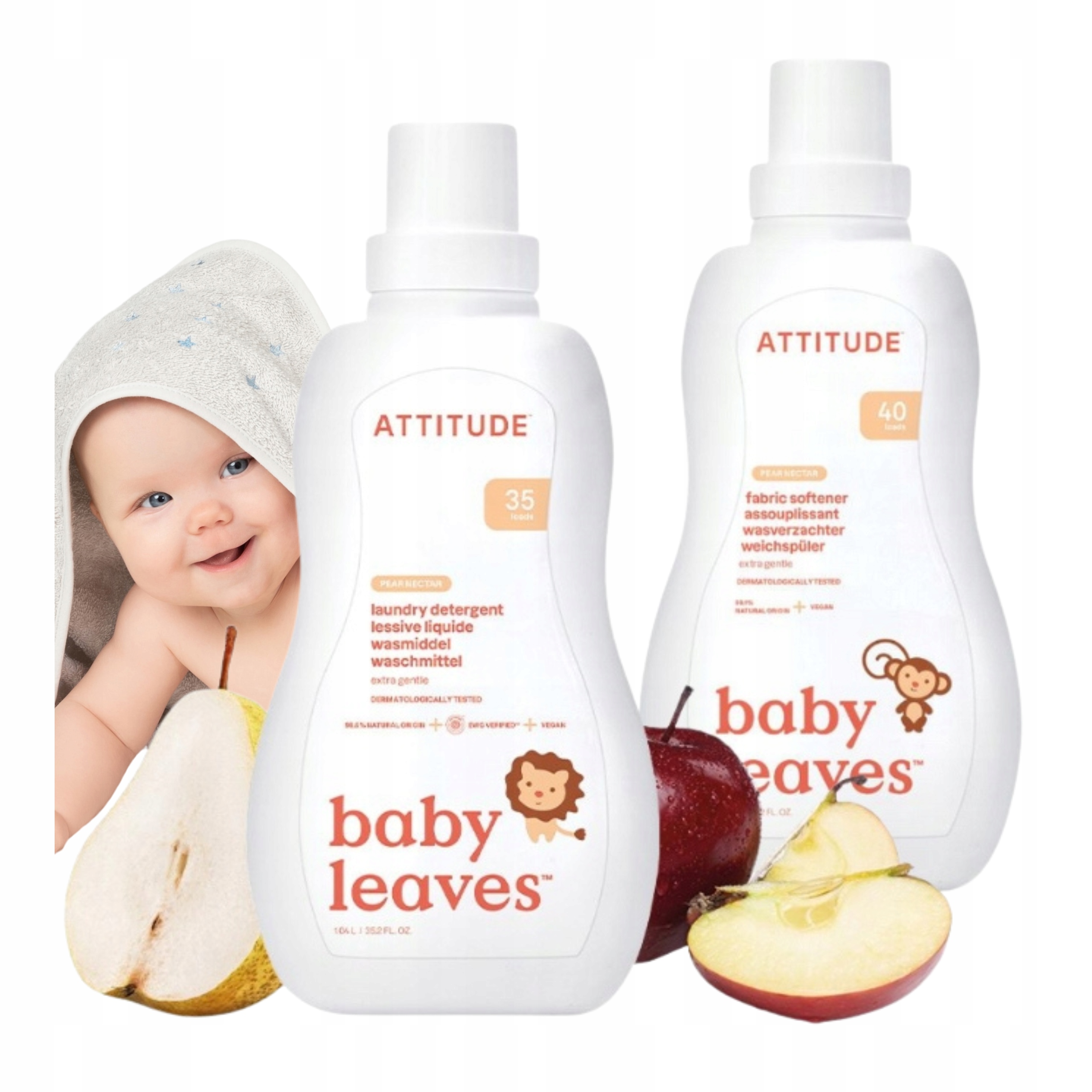 Levně Tekutiny na praní a oplachování dětského oblečení Gruszkové 2x1L 35 Praní