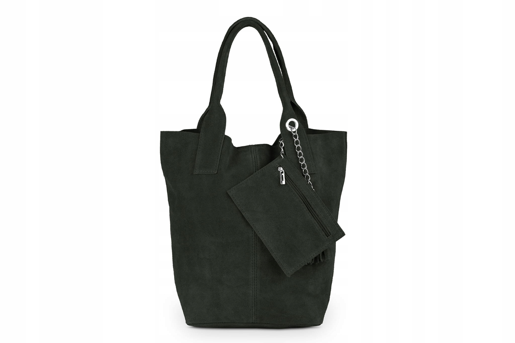 Kožená kabelka Vera Pelle Olivera Semišová Tmavě Khaki