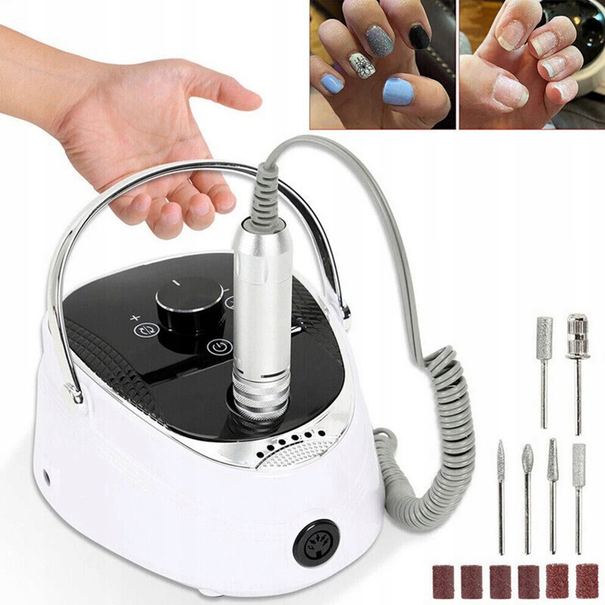 Bruska Na Nehty Manikúra Pedikúra Profesionální 50W Sada Fréz