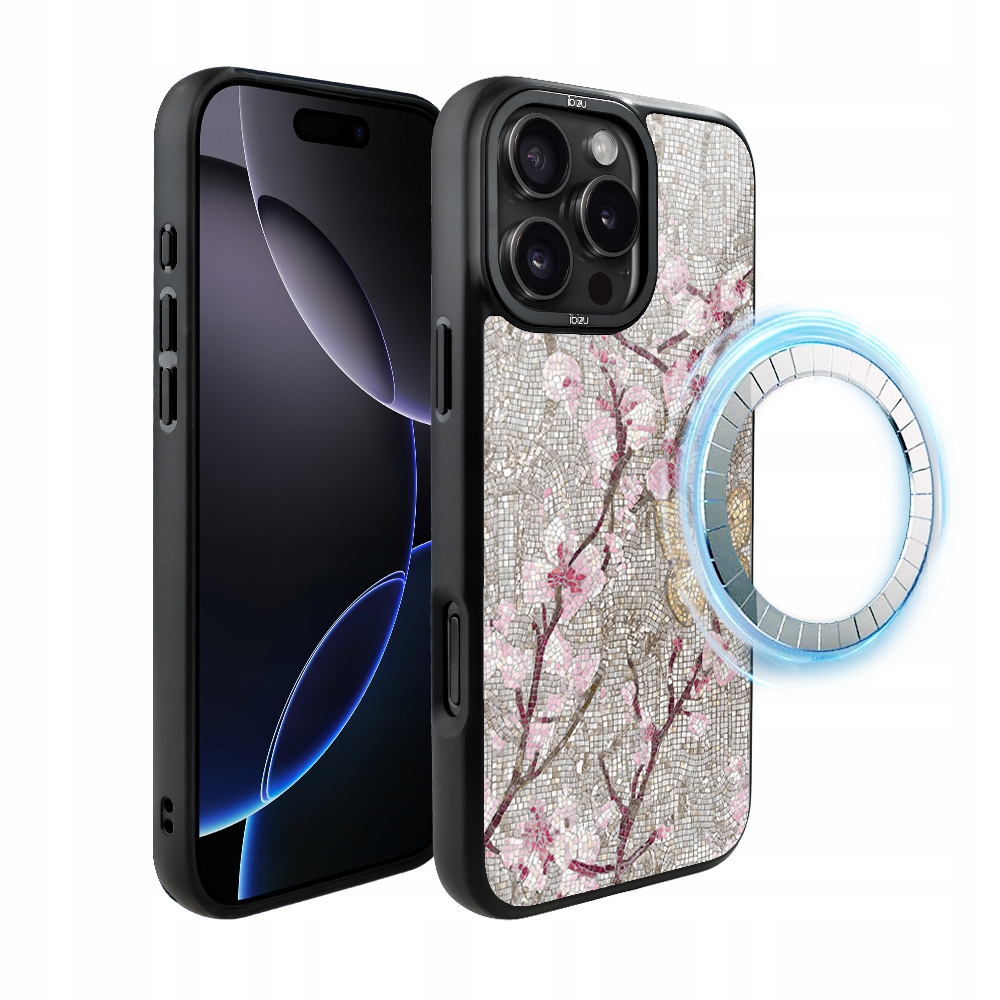Pouzdro pro iPhone 16 Pro Max Ibizu DropGuard Matt s MagSafe, třešňová mozaika