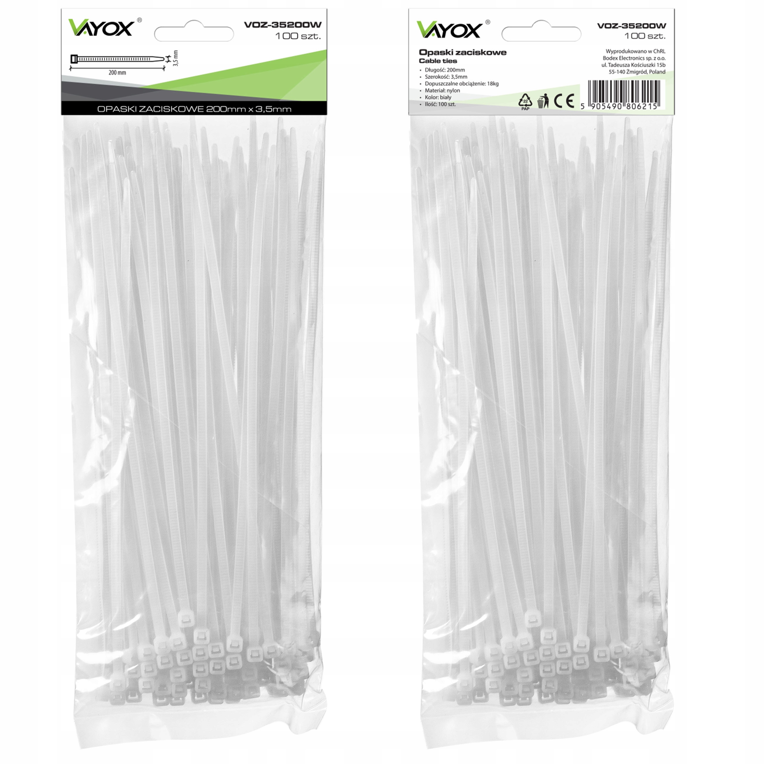 Trytytki opaski zaciskowe kablowe 3,5mm/200 nylon wytrzymałe na -35st-+85st