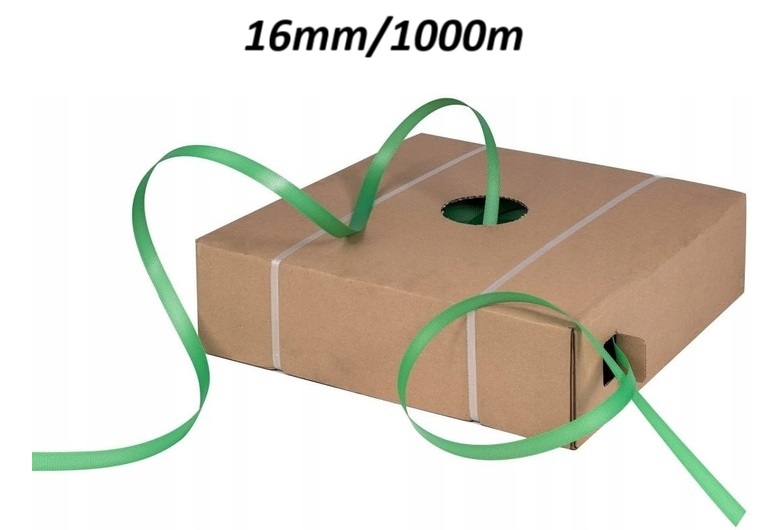16mm/1000m ZIELONA TAŚMA PP DO SPINANIA PALET BANDOWNICA W KARTONIE