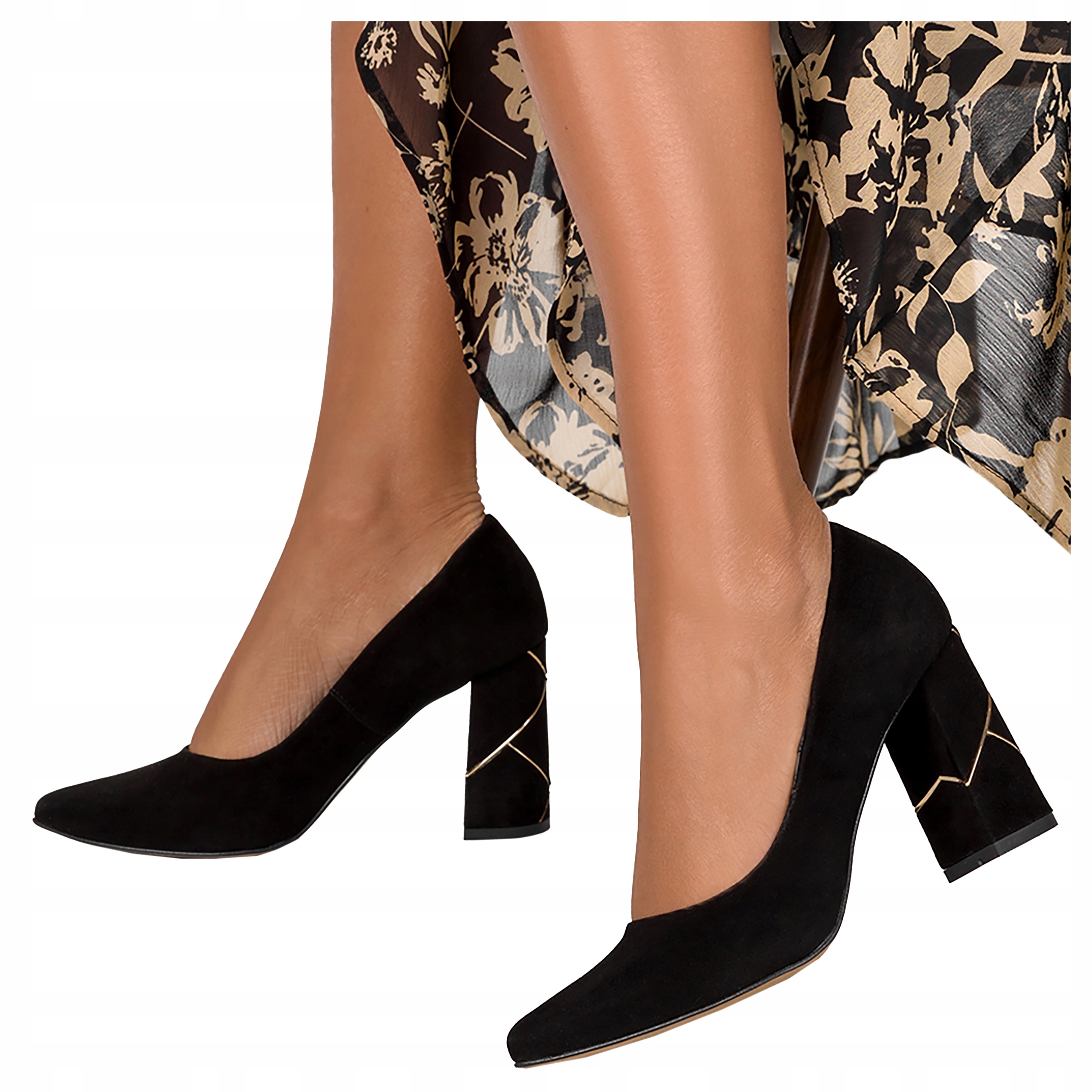 Dámské Kožené Lodičky Na Ozdobném Podpatku Sloupku Polský Výrobek vel. 35