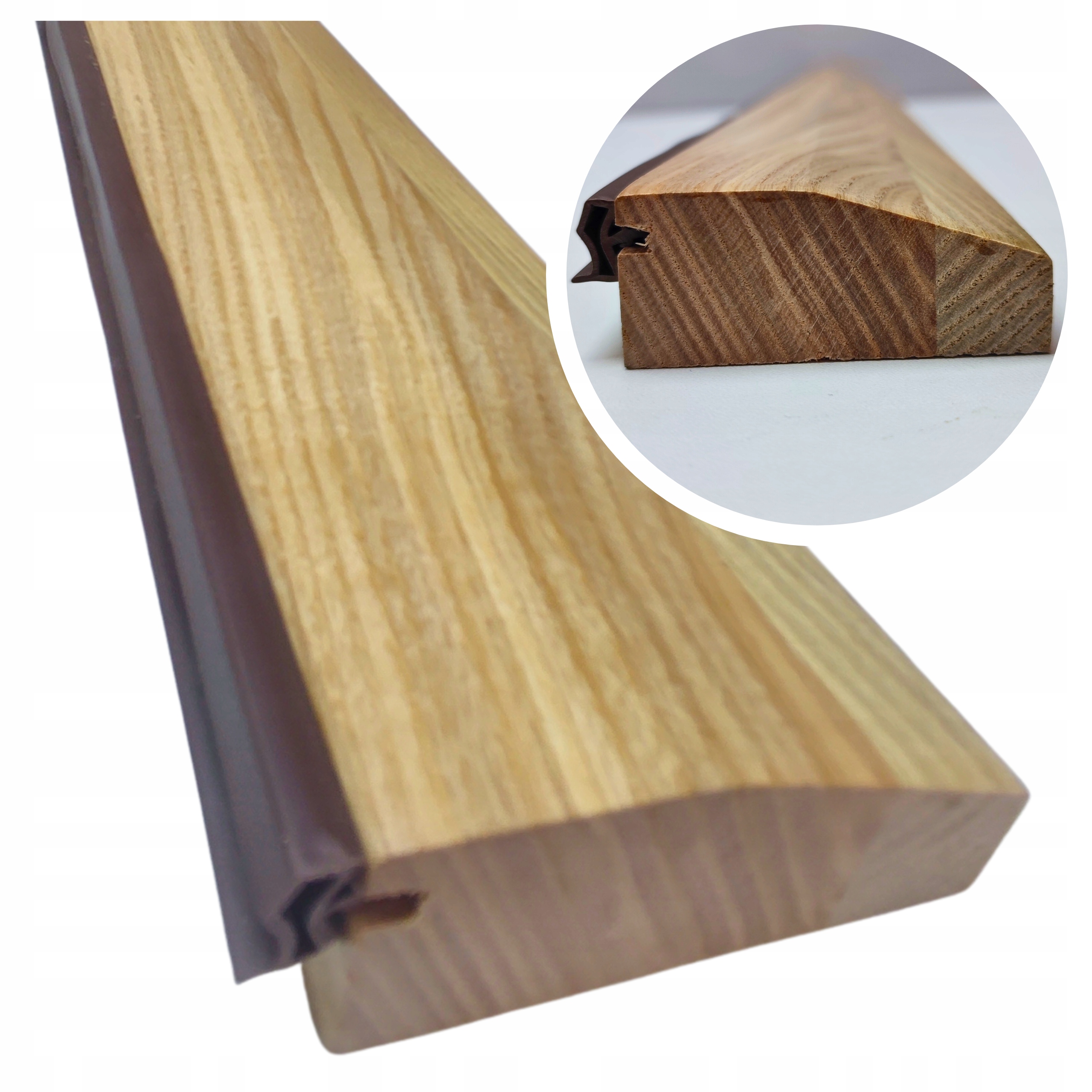 PROFILOWANY PRÓG DO DRZWI DREWNIANY JESIONOWY PRÓG DRZWIOWY Z USZCZELKĄ