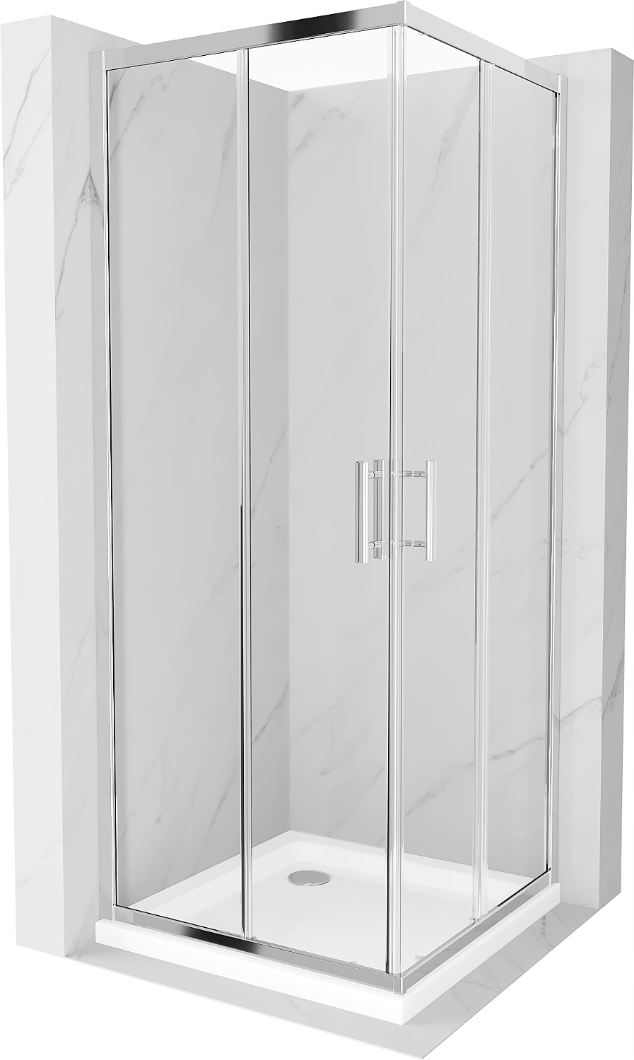 Sprchový kout Mexen Rio 70x70 cm s vaničkou, chrom/průhledné sklo