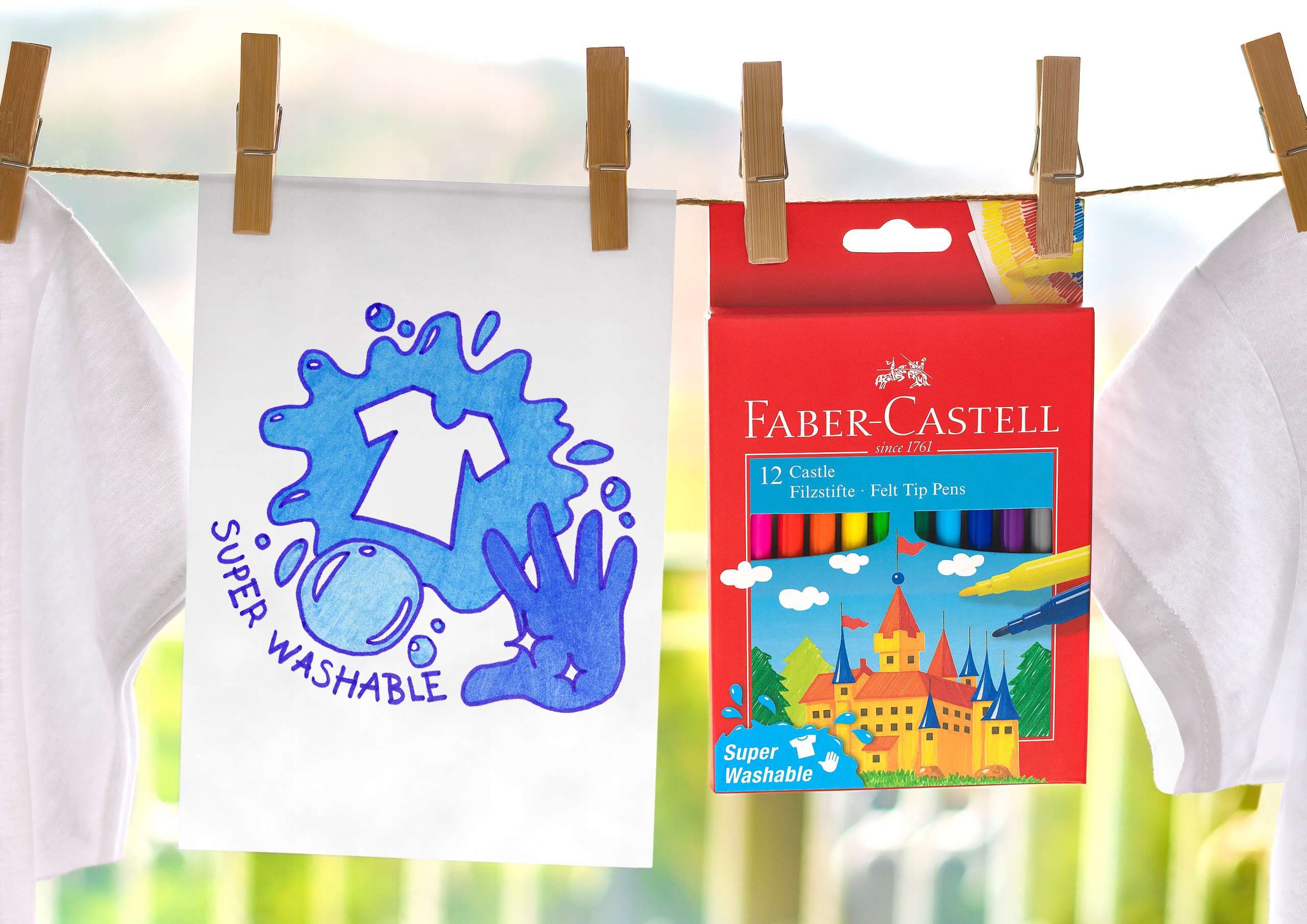 FABER-CASTELL Flamastry pisaki mazaki szkolne Zamek 12 kolorów ZESTAW Rodzaj flamastry