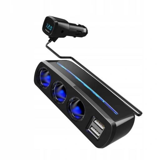 ROZGAŁĘŹNIK ZAPALNICZKI TRÓJNIK WOLTOMIERZ 2x USB Producent inny