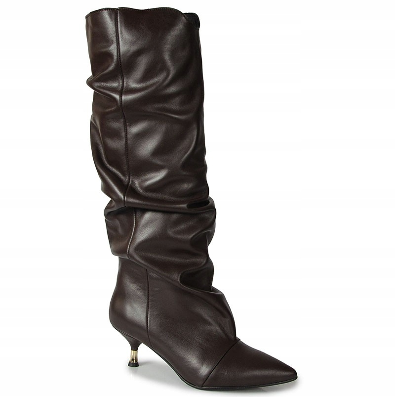 Chebello 4860 Kozačky Klasická Kůže Lico Čokoládové Hnědé 39