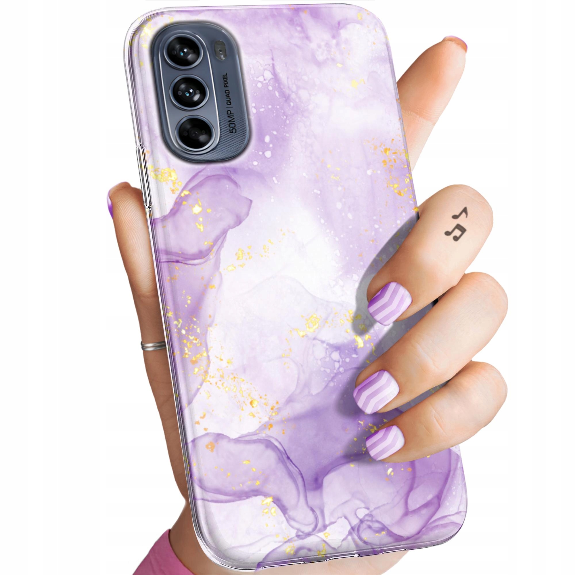 Etui Do Motorola Moto G62 5G Fioletowe Fiolet Kształty Obudowa Case