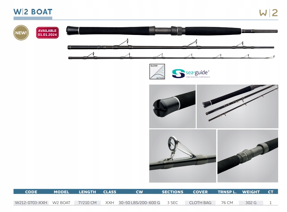 W2 Boat 7'/210CM Xxh 30- 50LBS/200-600G 3SEC