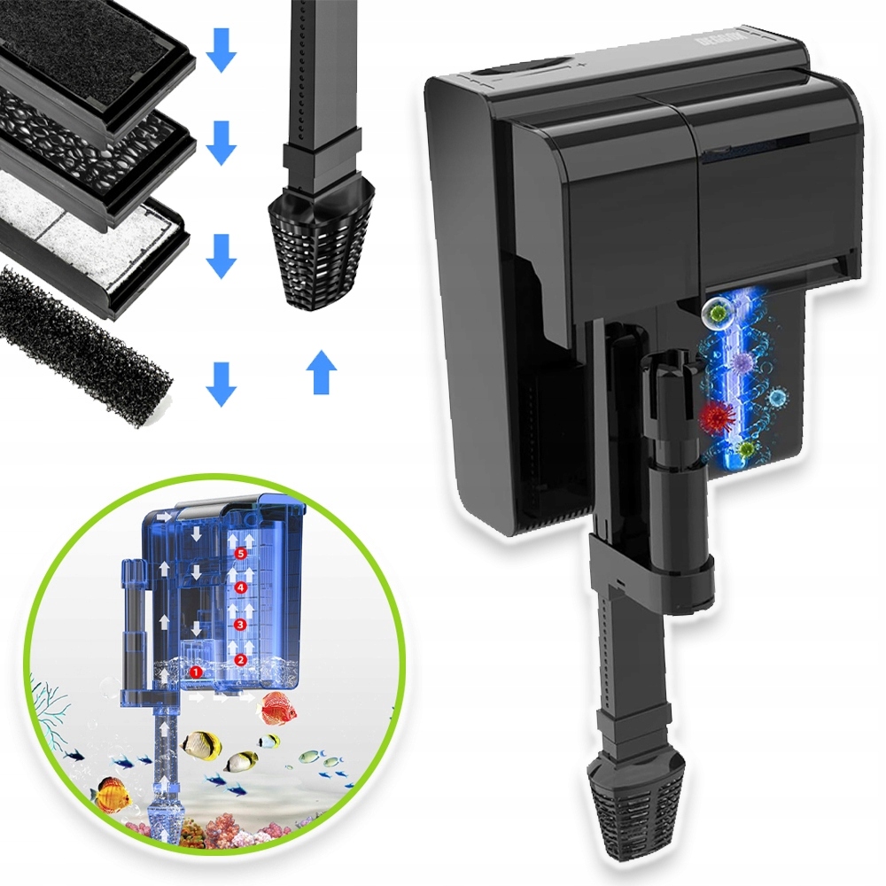 Vnější Závěsný Filtr Pro Filtraci Vody V Akváriu Do Akvária 450 L/h