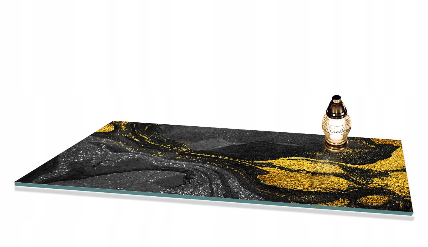 Tvrzený skleněný podstavec pod Hřbitovní Svíčka dekorace na Hřbitov, motiv 90x52 cm