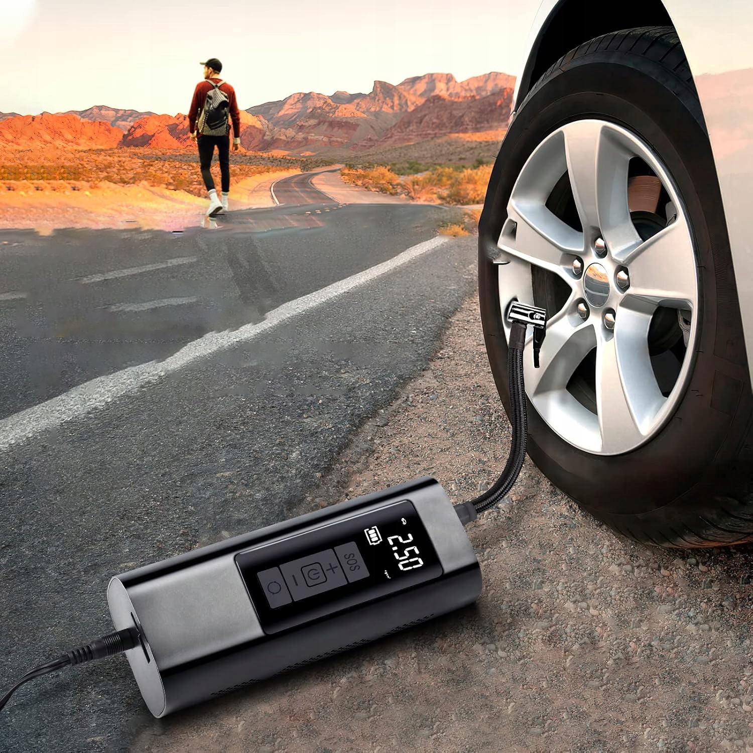 BEZPRZEWODOWA POMPKA KOMPRESOR ELEKTRYCZNA SAMOCHODOWY ROWEROWA KÓŁ OPON Marka Bedee