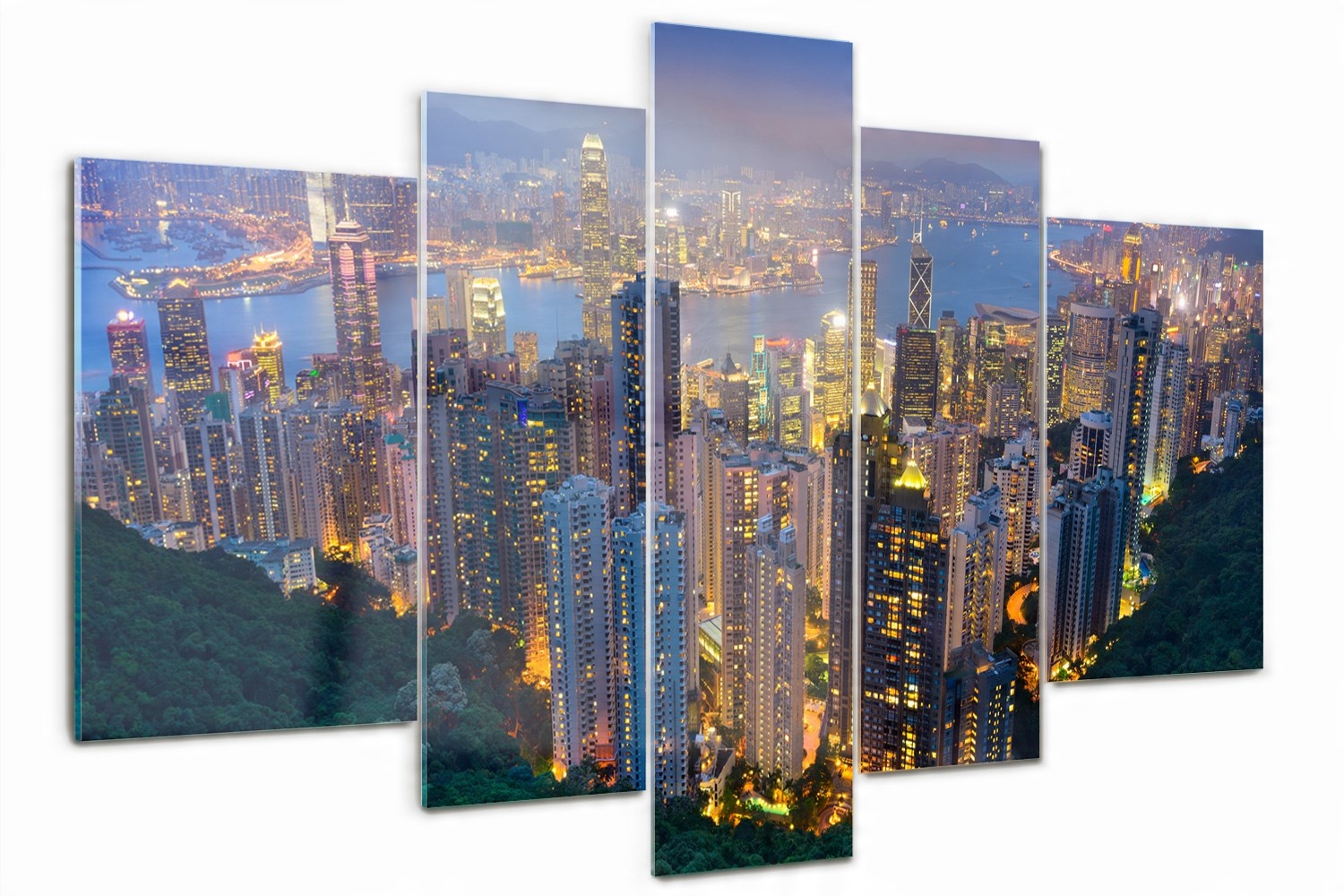 

Obraz szklany tryptyk do sypialni Hongkong nocą