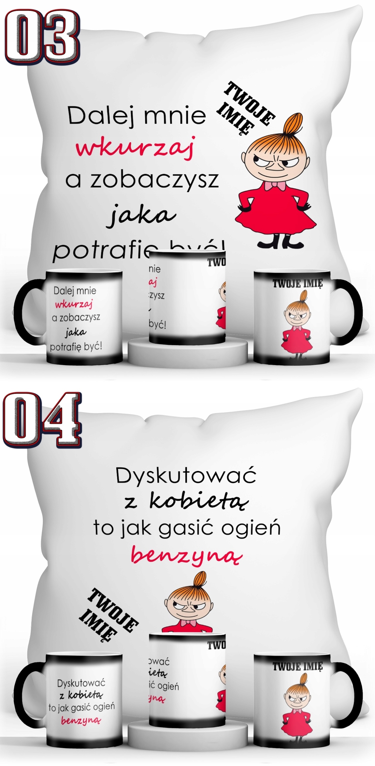 Zestaw Poduszka + Magiczny kubek MAŁA MI Materiał ceramika