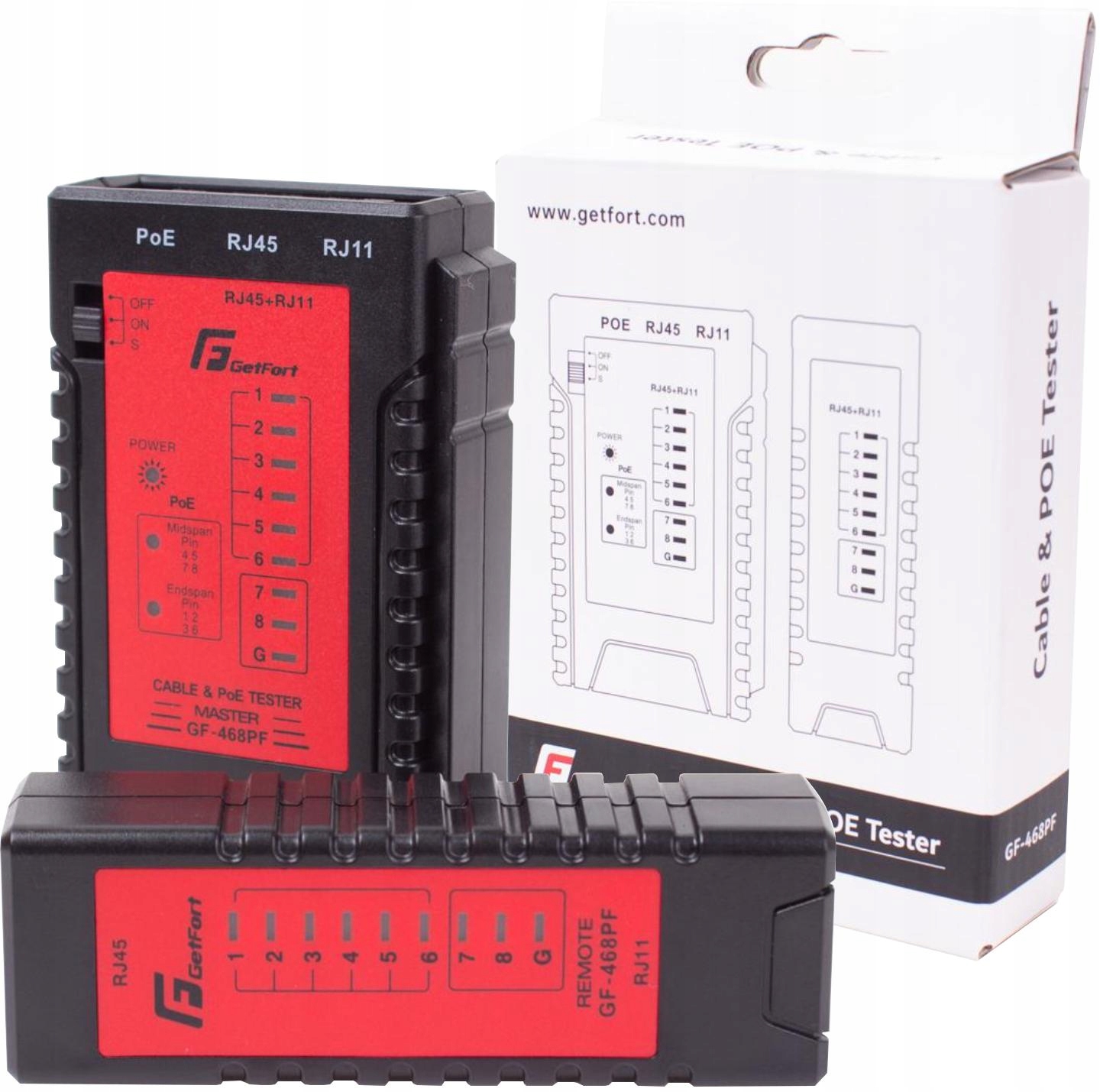

Tester Kabli RJ-45 Lan Poe Getfort Szukacz Par