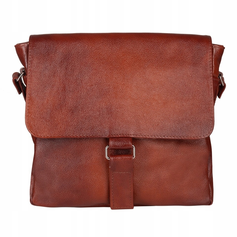 Brązowa Listonoszka Skórzana Brązowa Torba Skóra Naturalna A4 Klapa