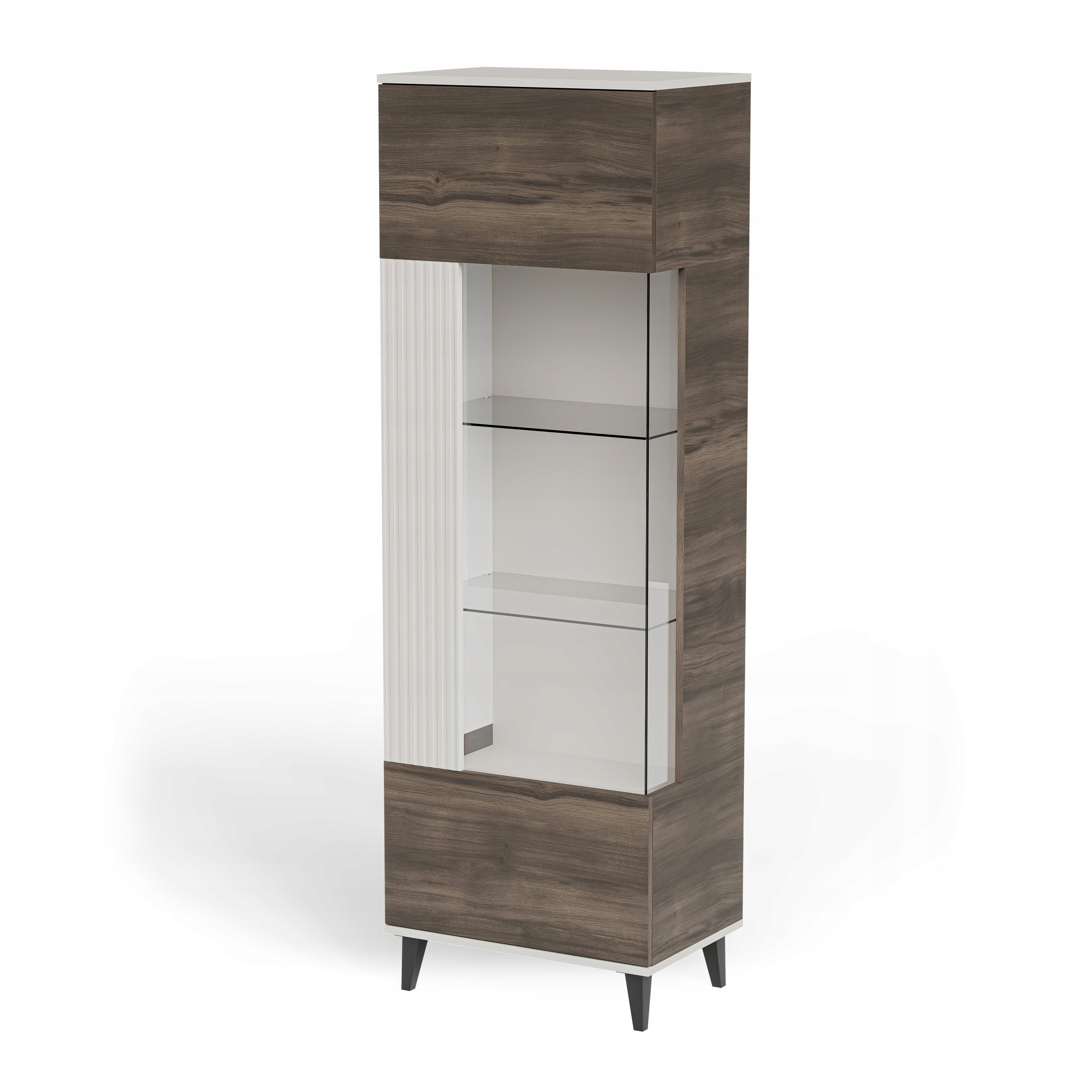 Random 2 W-1 witryna kaszmir orzech czarny Mdf 60x182x40 cm nowoczesna