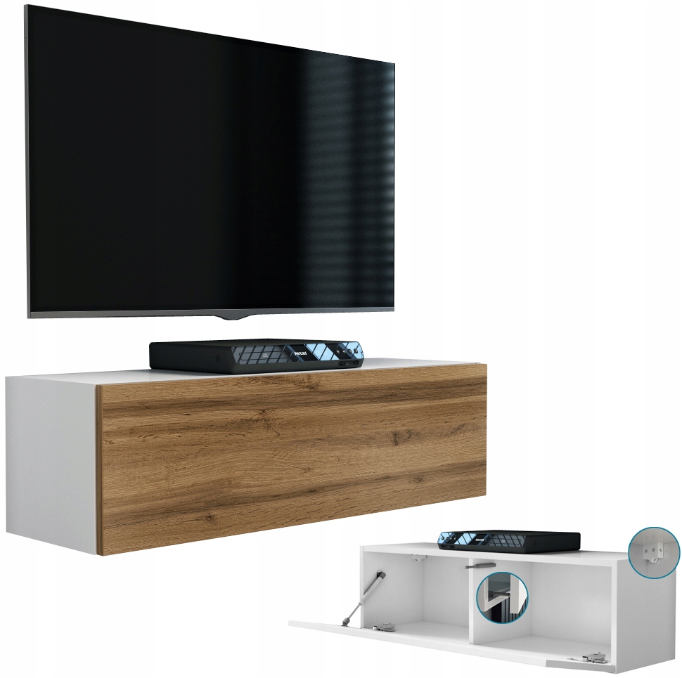 WISZĄCA SZAFKA RTV POZIOMA KOMODA dąb wotan105cm