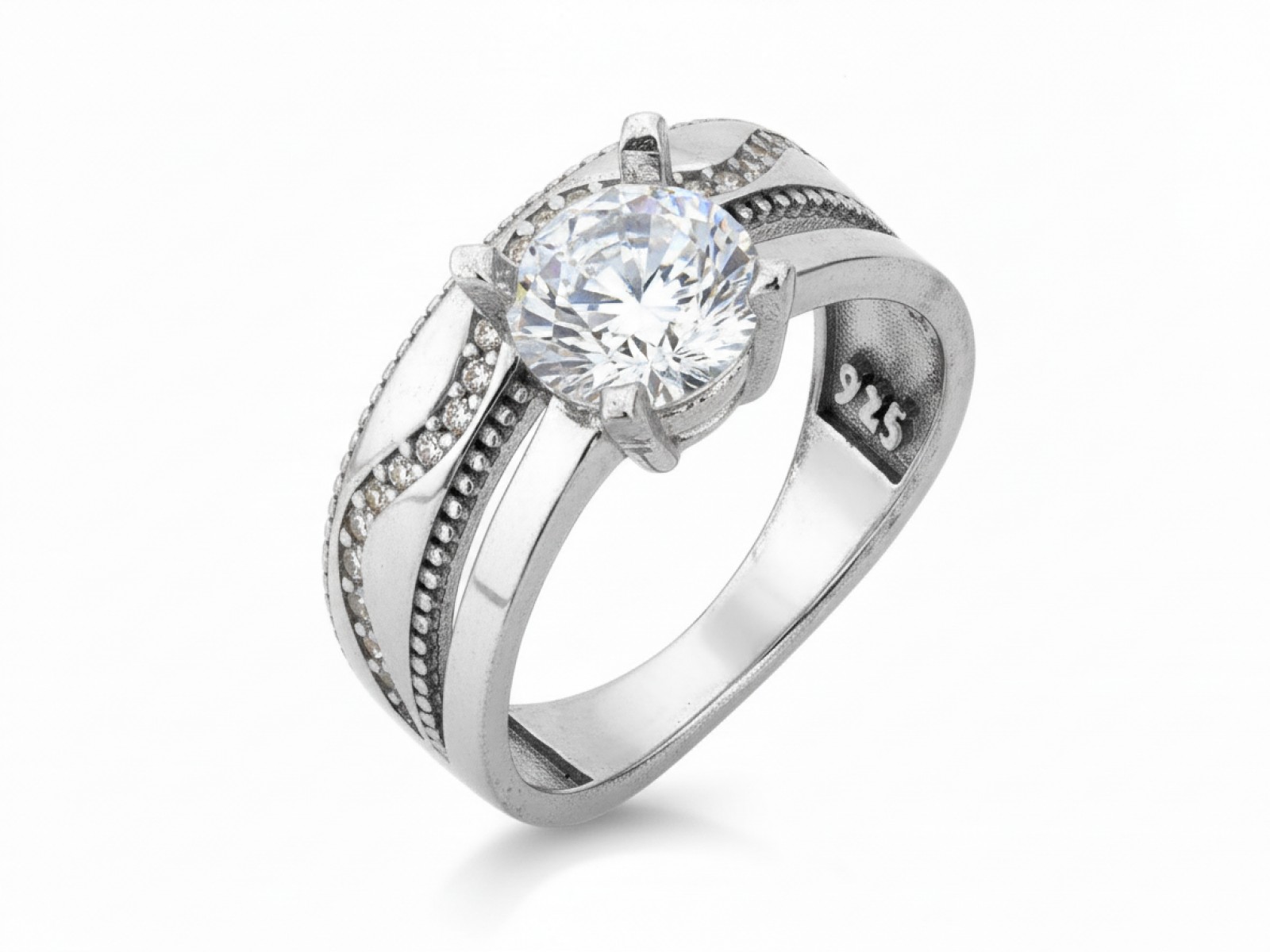 Prstýnek ze stříbra 925 Dvojitý s zirkony elegantní jako dárek r18