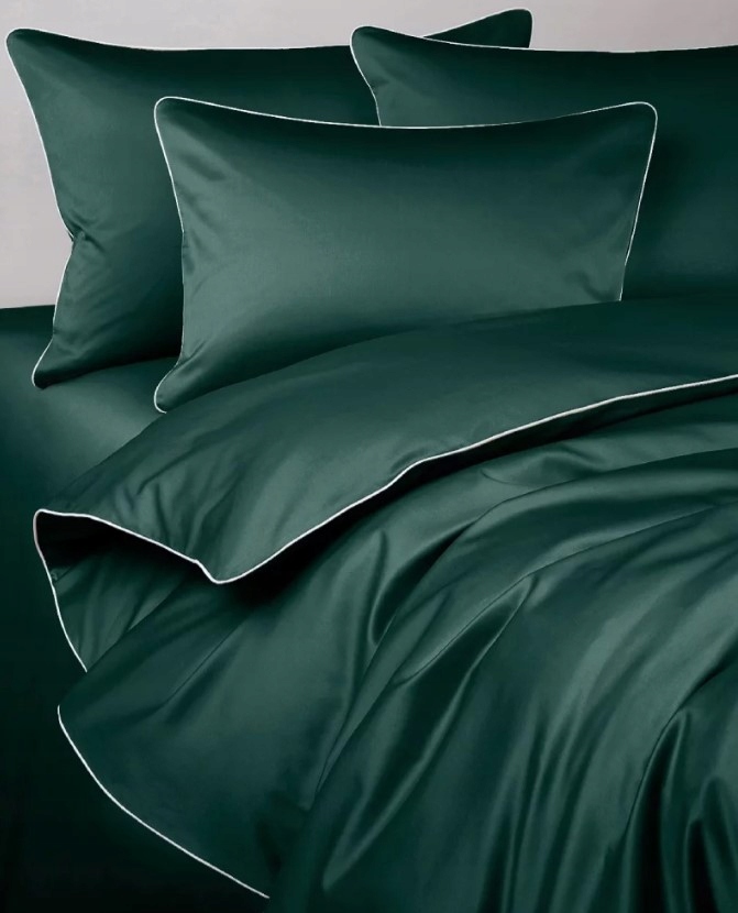 

Pościel emerald green z białą lamówką 200x220 Maro