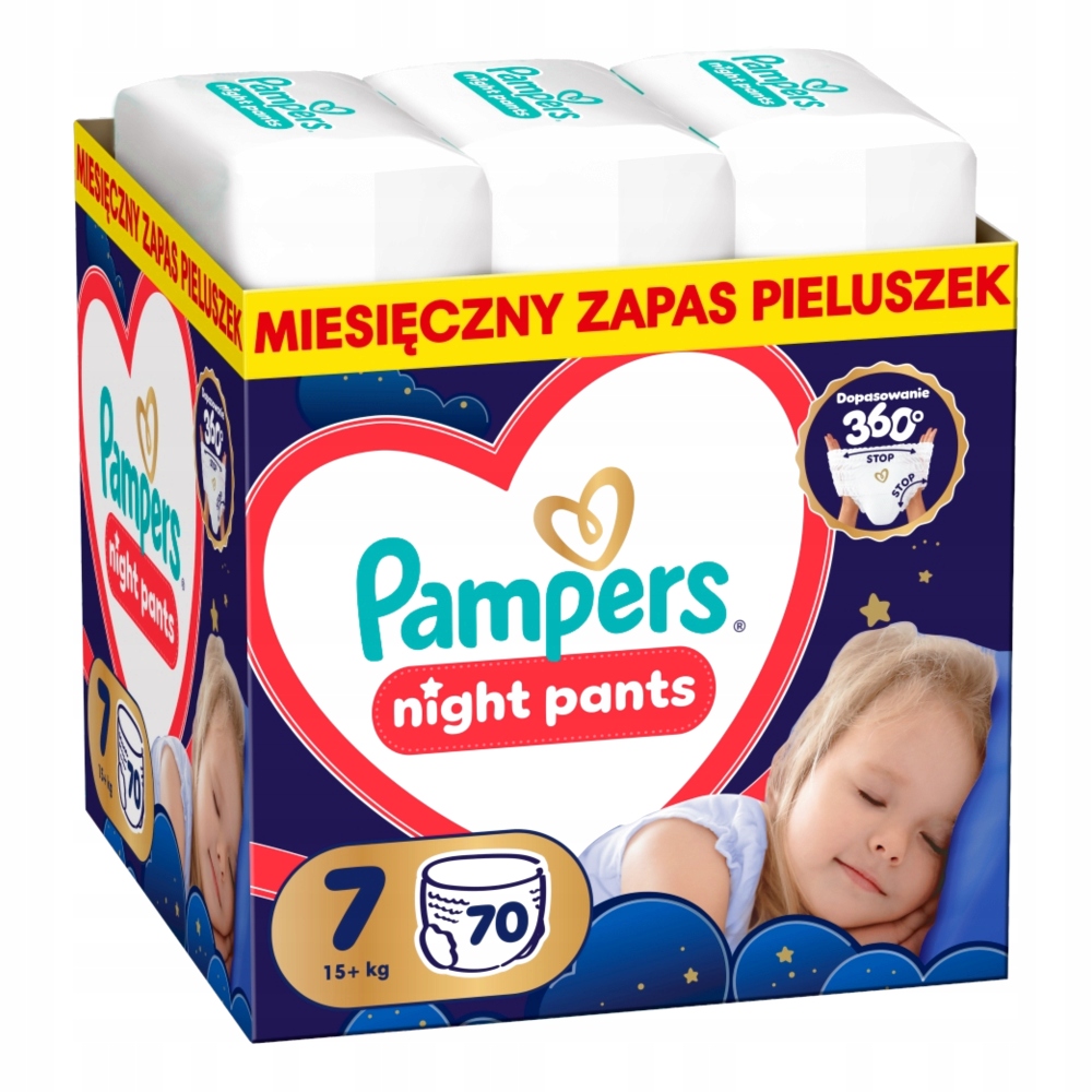 Pampers Night Pants Monthly box Pieluchomajtki na noc Rozm 7, 70 szt, 15kg+