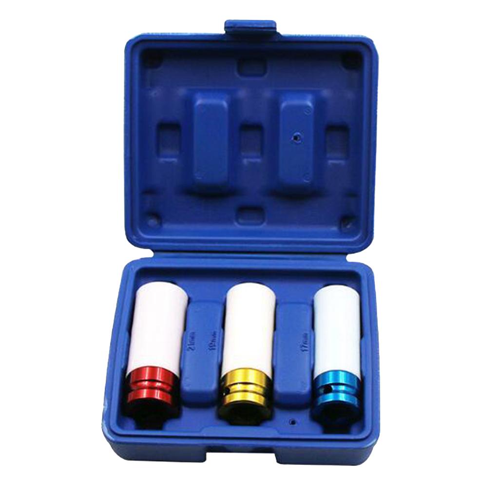 3Pcs 1/2\" Drive Thin Wall Socket Set Sleeve Lug