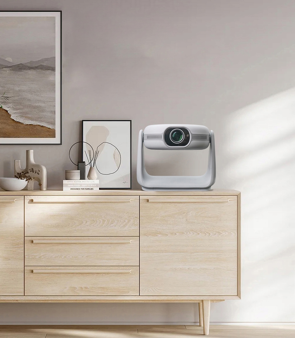 PRZENOŚNY PROJEKTOR RZUTNIK OBROTOWY ANDROID FULLHD AUTOKEYSTONE AKUMULATOR Wbudowane głośniki tak