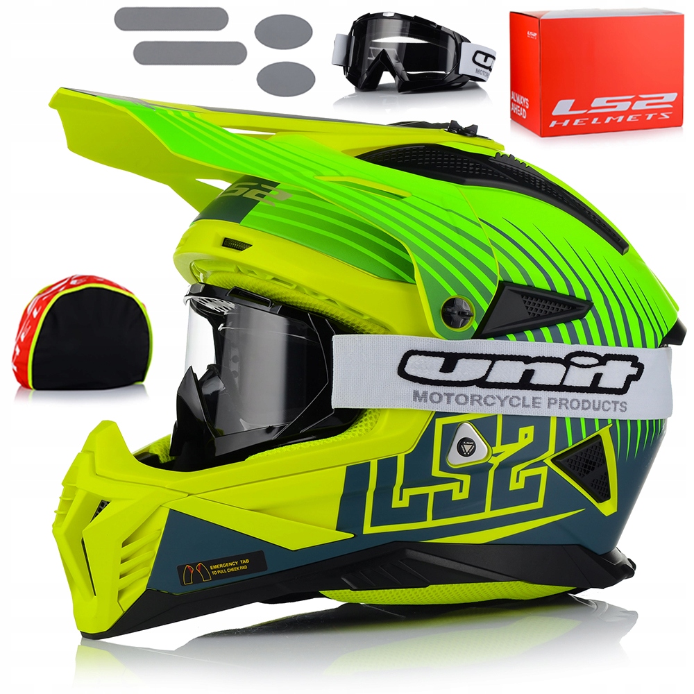 Motocyklová Prilba LS2 MX708 Fast II Duck Fluo Lehký Enduro Cross Atv Okuliare