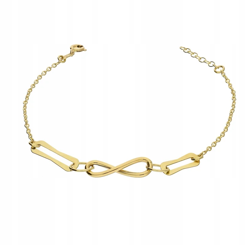 Zlatý dámský náramek 585 s nekonečnem, obdélníky jako dárek